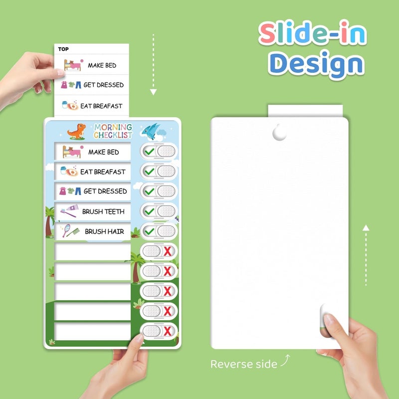 CustomMaster 3 in 1 Bedtime/Morning/Daily Routine Chart for Kids, Magnetic Chore Chart for Kids with Cute Chore Stickers, Visual Schedule for Kids with Autism, Cute to Do List Checklist for Kids - Image 5